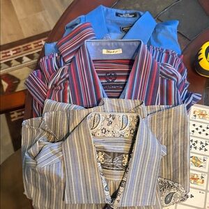 Striped Button-Up Shirt Collection all 3 included
